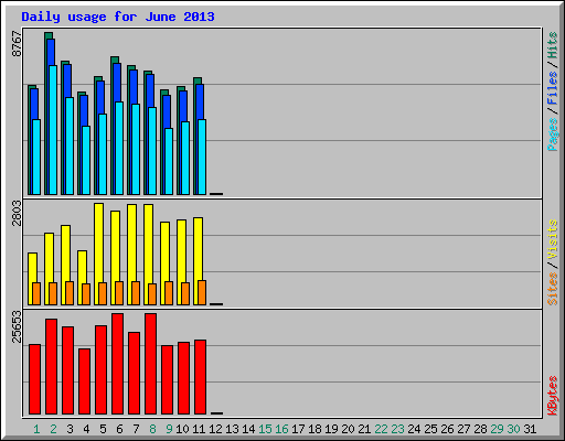 Daily usage for June 2013
