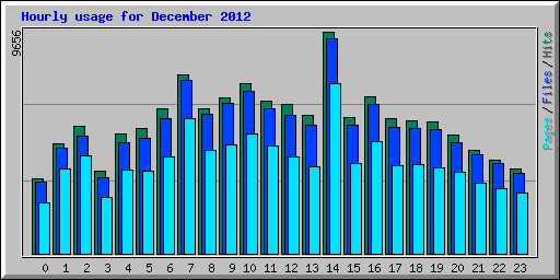 Hourly usage for December 2012